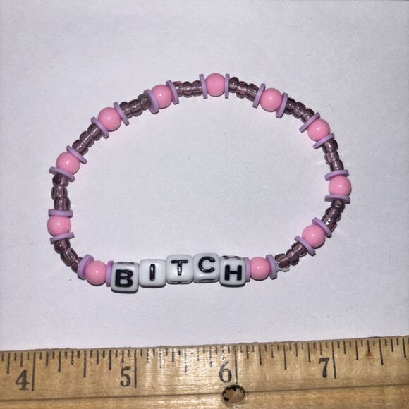 Multicolor “B*tch” Bracelet Adult Humor Beaded Handmade Naughty Accessories - Picture 2 of 3